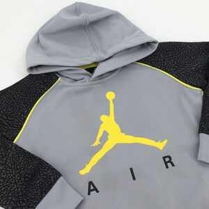 Boys Nike Therma Fit Air Jordan Jumpman Hoodie Size XS/4 Grey / Yellow